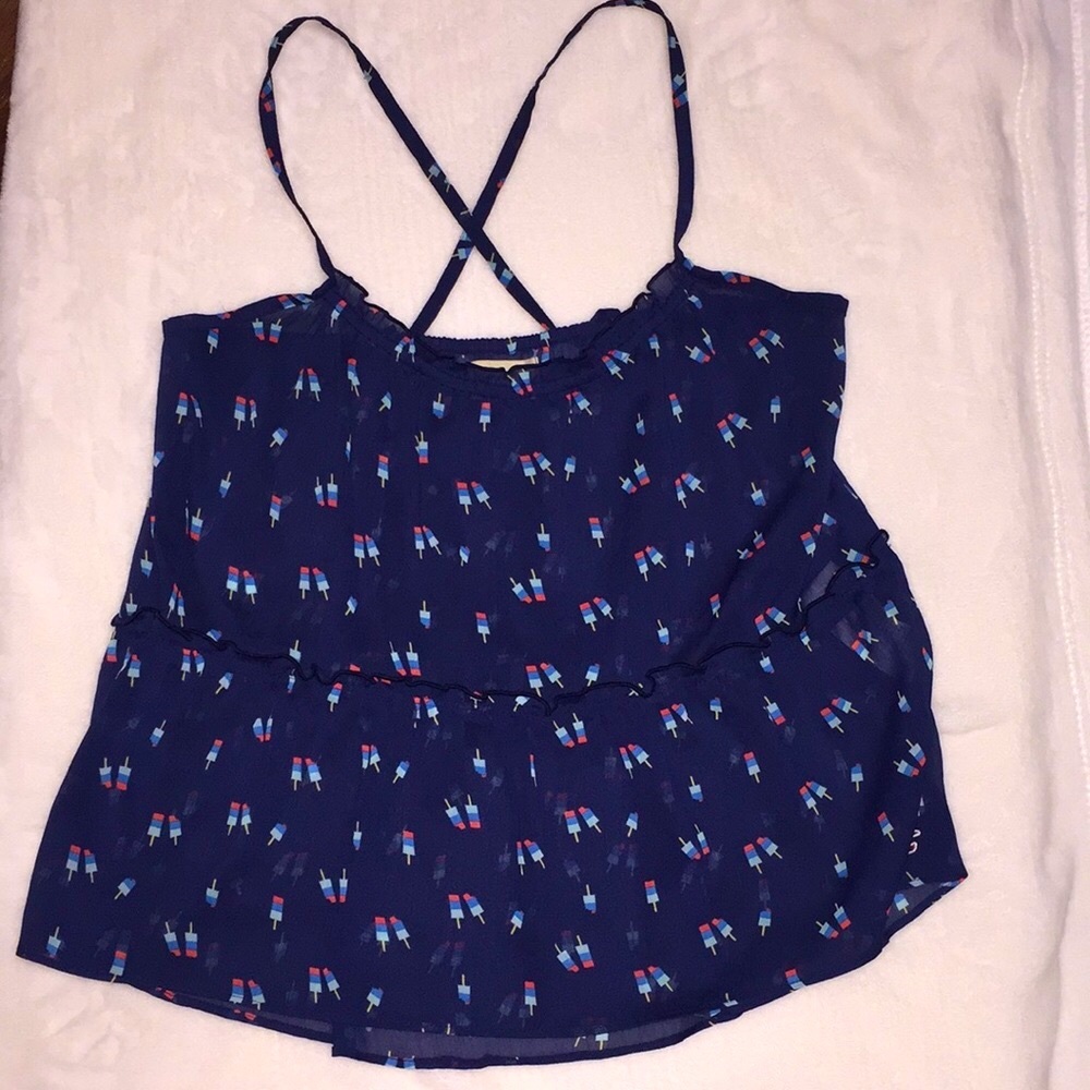 Criss-Cross Spaghetti Strap Chiffon Top